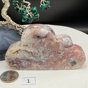 Pink Amethyst Green Jasper Cloud Carving, 287g Druzy Crystal for Heart Chakra 1